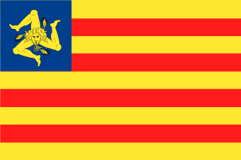 La bandiera dell'Esercito Volontario per l'Indipendenza della Sicilia (EVIS).